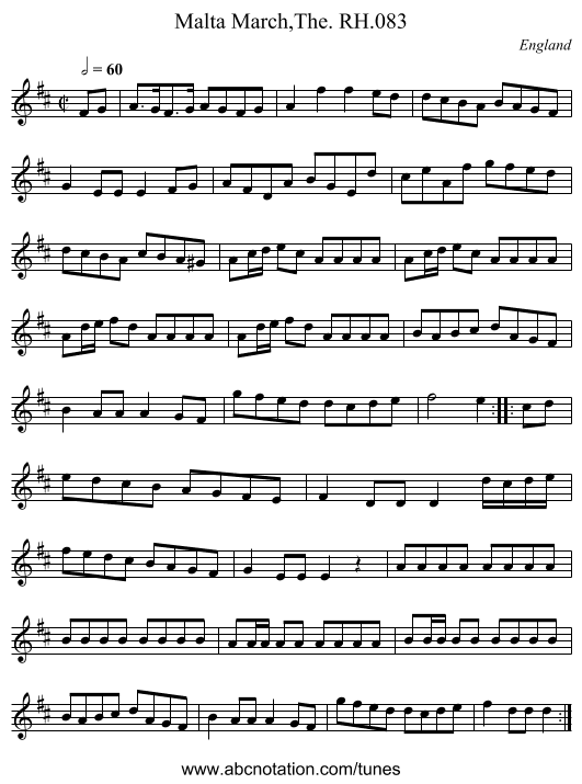 Malta March,The. RH.083 - staff notation