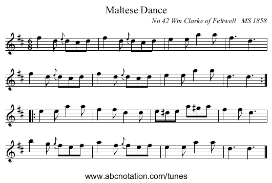 Maltese Dance - staff notation