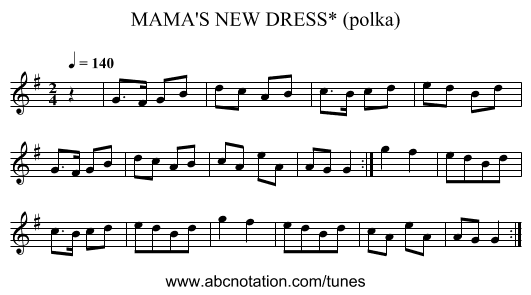 MAMA'S NEW DRESS* (polka) - staff notation