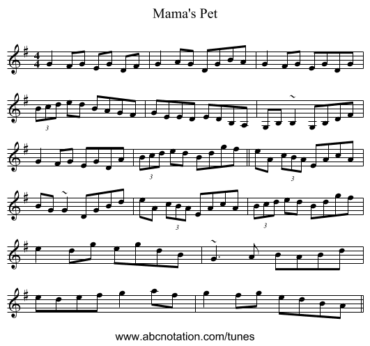 Mama's Pet - staff notation