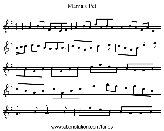 Mama's Pet - staff notation