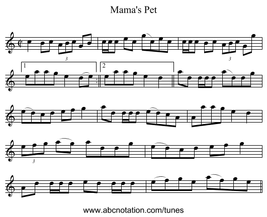 Mama's Pet - staff notation