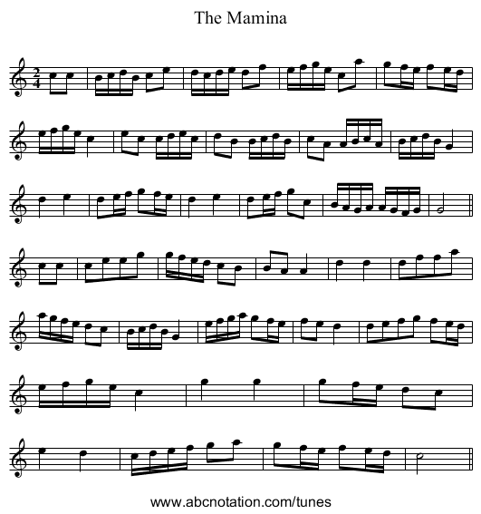 Mamina, The - staff notation