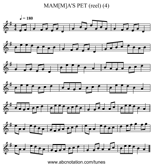 MAM[M]A'S PET (reel) (4) - staff notation