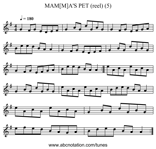 MAM[M]A'S PET (reel) (5) - staff notation