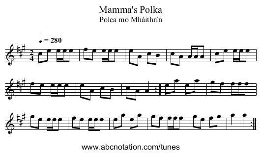 Mamma's Polka - staff notation