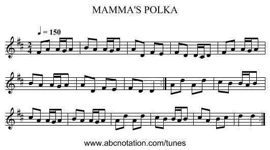 MAMMA'S POLKA - staff notation