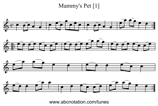 Mammy's Pet [1] - staff notation
