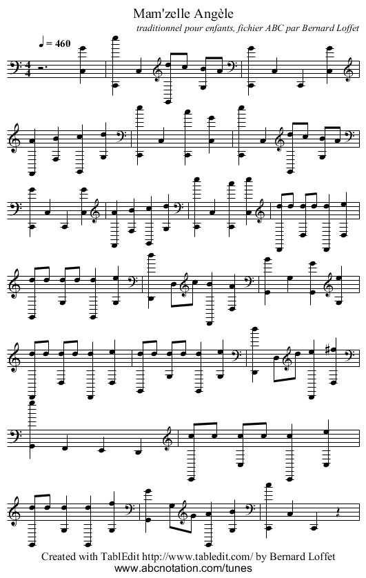Mam'zelle Angèle - staff notation