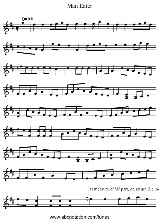 Man Eater - staff notation