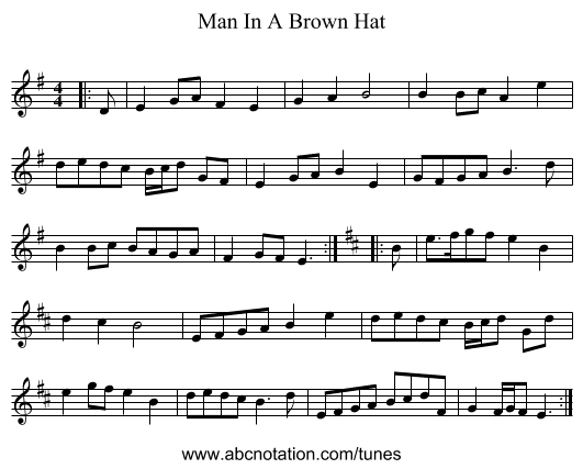 Man In A Brown Hat - staff notation