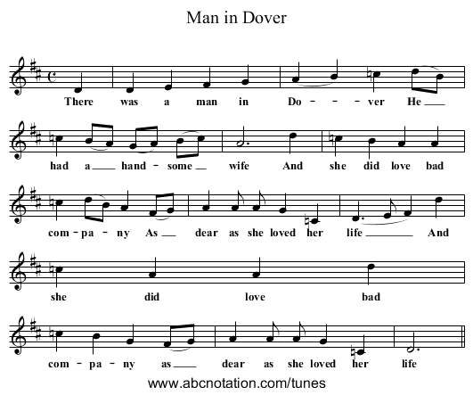 Man in Dover - staff notation