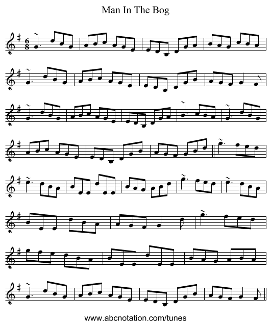 Man In The Bog - staff notation