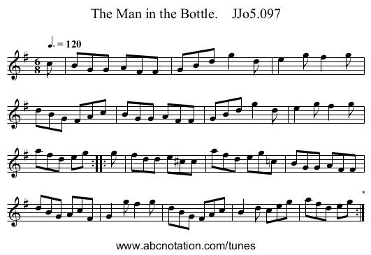 Man in the Bottle.    JJo5.097, The - staff notation