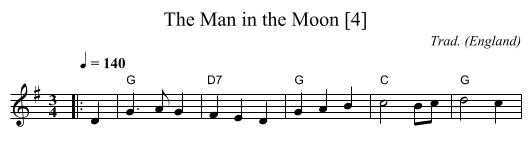 Man in the Moon [4], The - staff notation