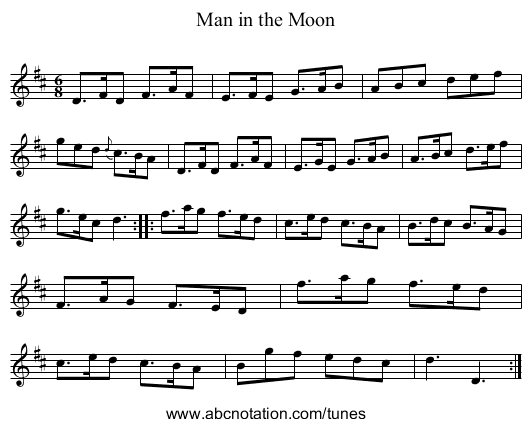 Man in the Moon - staff notation