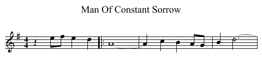 Man Of Constant Sorrow - staff notation