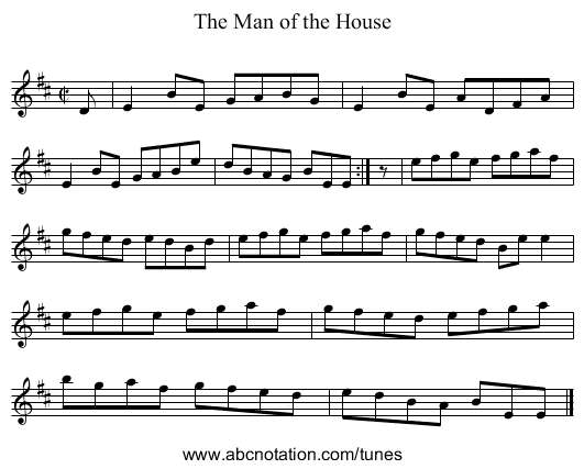 Man of the House, The - staff notation