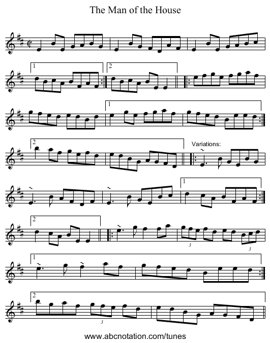 Man of the House, The - staff notation