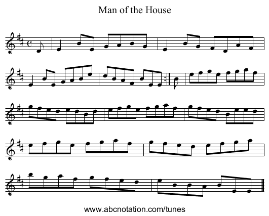 Man of the House - staff notation