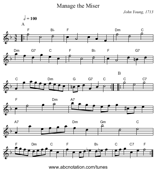 Manage the Miser - staff notation