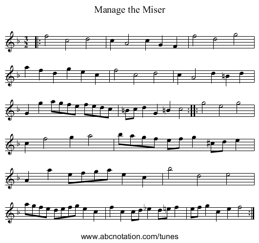 Manage the Miser - staff notation
