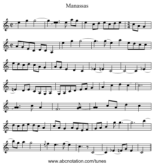 Manassas - staff notation
