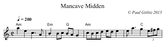 Mancave Midden - staff notation