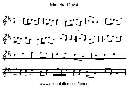 Manche-Ouest - staff notation