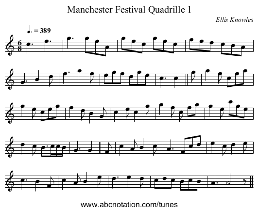 Manchester Festival Quadrille 1 - staff notation