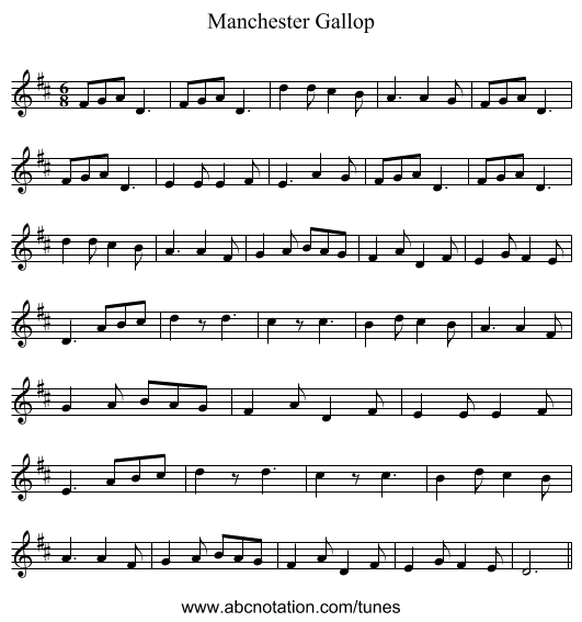 Manchester Gallop - staff notation