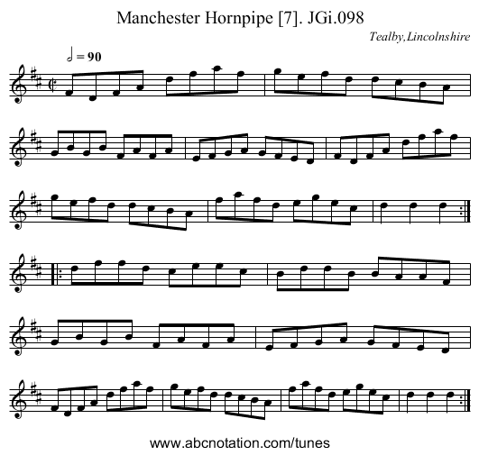 Manchester Hornpipe [7]. JGi.098 - staff notation