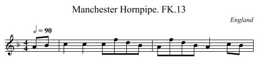 Manchester Hornpipe. FK.13 - staff notation