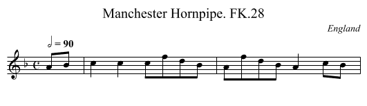 Manchester Hornpipe. FK.28 - staff notation