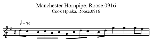 Manchester Hornpipe. Roose.0916 - staff notation