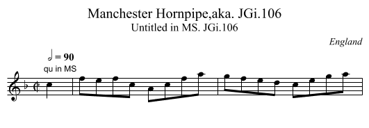 Manchester Hornpipe,aka. JGi.106 - staff notation