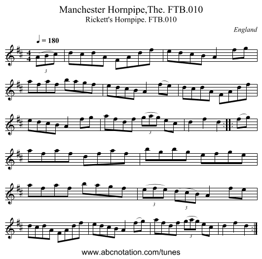 Manchester Hornpipe,The. FTB.010 - staff notation
