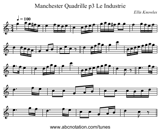 Manchester Quadrille p3 Le Industrie - staff notation