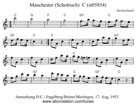 Manchester (Schottisch) C (st05854) - staff notation