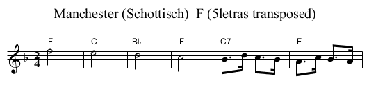Manchester (Schottisch)  F (5letras transposed) - staff notation