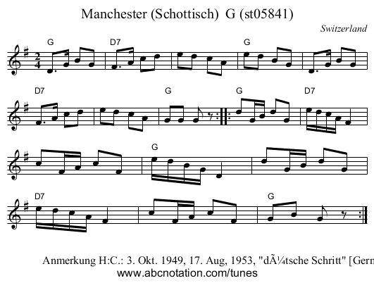 Manchester (Schottisch) G (st05841) - staff notation