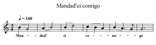 Mandad'ei comigo - staff notation