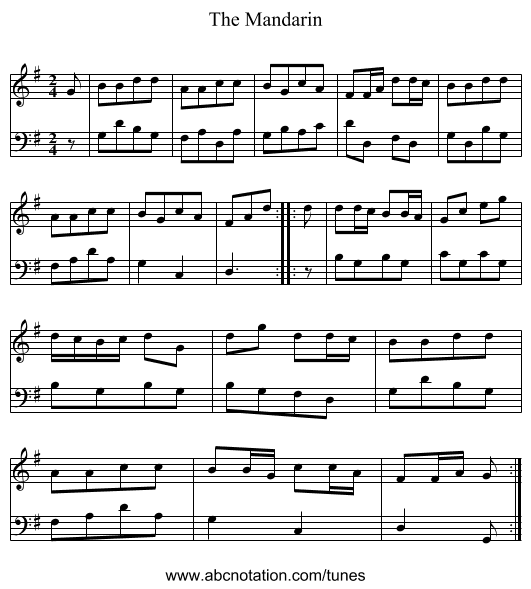 Mandarin, The - staff notation