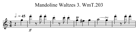 Mandoline Waltzes 3. WmT.203 - staff notation