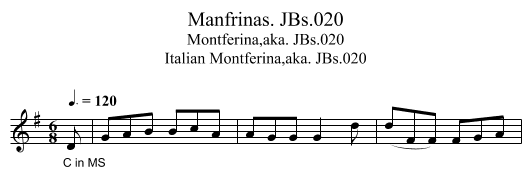Manfrinas. JBs.020 - staff notation