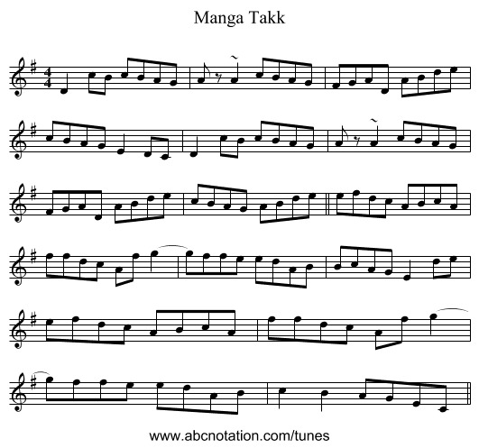 Manga Takk - staff notation