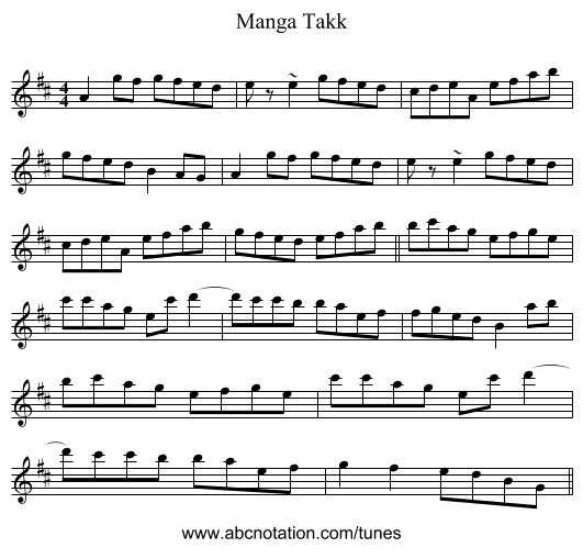 Manga Takk - staff notation
