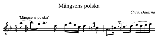 Mångsens polska - staff notation