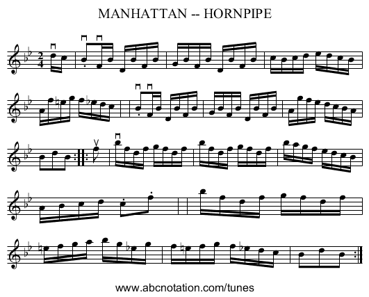 MANHATTAN -- HORNPIPE - staff notation