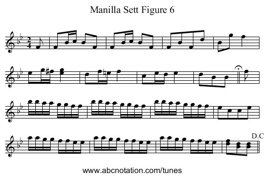 Manilla Sett Figure 6 - staff notation